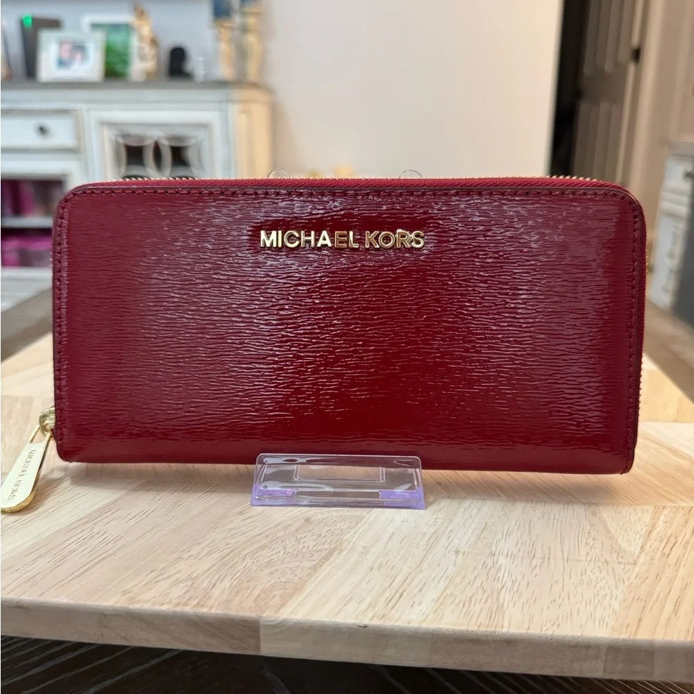 Michael Kors Red Patent Satchel with Matching Wallet